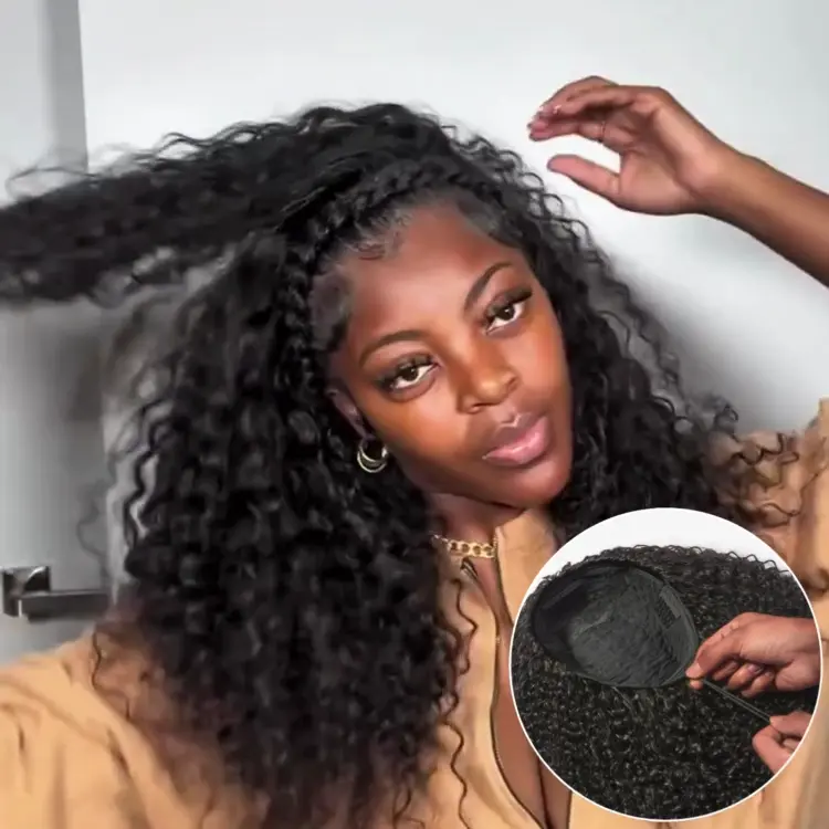 Tiktok Exclusive Deal | Luvme Too Easy Texture™ 3-In-1 Half Wig 180% Density Kinky Curly / Yaki Straight / Water Wave Glueless Flexi-Fit Drawstring Wig - Image 16