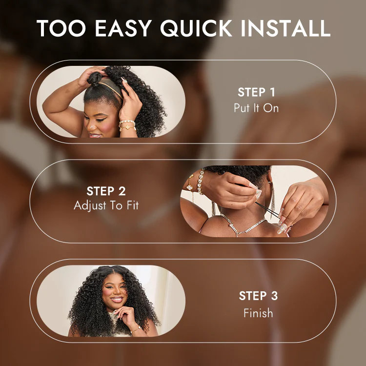 Tiktok Exclusive Deal | Luvme Too Easy Texture™ Wig 180% Density Kinky Curly / Yaki Straight Glueless V Part Flexi-Fit Drawstring Wig - Image 5