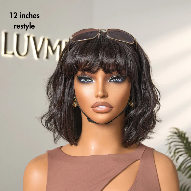 Tiktok Exclusive Deal | Put On and Go Realistic Glueless Yaki Straight Bob with Bangs Minimalist Lace Wig 100% Human Hair - Image 5
